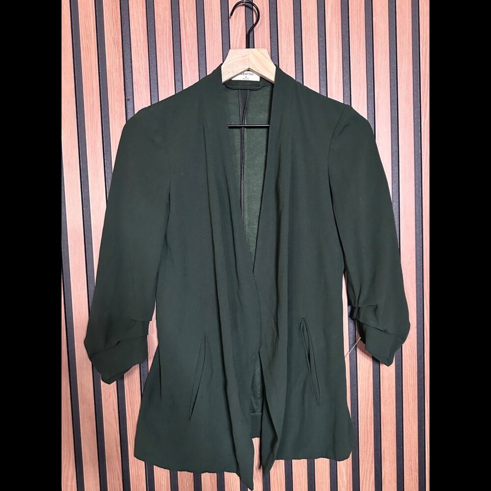 Babaton Blouse 0 / XS Womens Green Open Front Basic Jacket Blazer